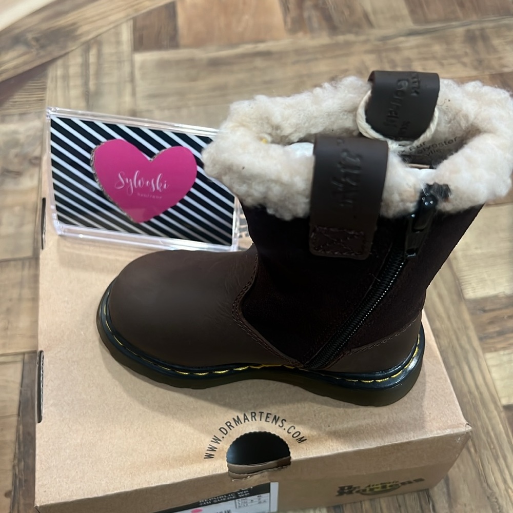 🆕 DR MARTENS TODDLER JUNEY SUEDE FAUX FUR LINED BOOTS NWT - Picture 11 of 15